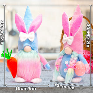 2024 nuova decorazione di Pasqua all'ingrosso uova da coniglietto di carote di ravanello primavera bambola senza volto Rudolph luci peluche conigli di Pasqua idea regalo - Product Image 4