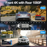 125 °   Caméra de tableau de bord mini 4K avec écran IPS grand angle de 2,88 pouces, contrôle par application, double canal avant et arrière, enregistrement en boucle, capteur G