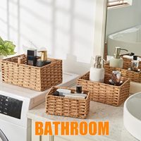 Petit panier en osier pour l'organisation, panier de rangement tissé à la main en corde de papier naturel, idéal pour la décoration de la maison