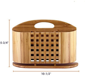 Escurridor de utensilios moderno de bambú, soporte para secar platos, organizador de cubiertos ecológico - Product Image 3