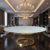 Vente en gros de tables de mariage de luxe table de banquet avec cadre en acier inoxydable pour hôtels, salles à manger et salons, prix d'usine