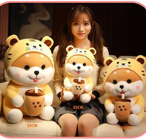 Kunden spezifische hochwertige süße Corgi Milch tee Plüsch tier Maskottchen Kinder geschenk Gefüllte Corgi Hunde puppe Tier Plüsch tier - Product Image 2