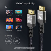 Câble HDMI 2.1 ultra fin 8K 48 Gbps EARC en nylon tressé avec alliage d'aluminium pour moniteur de jeu et écran PC