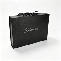Boîte cadeau en carton rigide noir magnétique personnalisée avec satin pour sac à main en cuir, portefeuille, boîtes d'emballage pliables