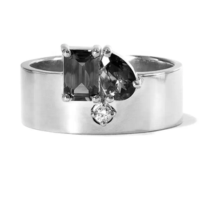 Bague de bricolage en laiton plaqué or 18 carats avec émeraude et saphir taillé en poire et diamant Bague d'accent en pierres précieuses à la mode - Product Image 3