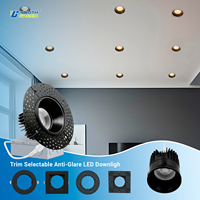 Nouveau design 4 en 1 15 W Trim Selectable Anti Glare LED Downlight CRI 90 Commercial Indoor COB Spot Recessed Light
