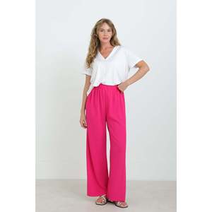 Puane Women's High Waist Wide Leg Fuchsia Trousers - Comfortable and Trendy Fashion <b>Pants</b> for Everyday Wear - Product Image 1