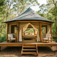 Tente de luxe personnalisée pour hôtel en verre, lodge de glamping, maison-tente écologique pour resort, tente de bain de douche extérieure