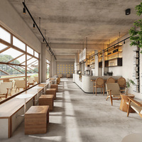 Ensemble de meubles de comptoir de bar de café moderne à LED, design d'intérieur de café commercial personnalisé, solution tout-en-un