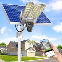 Lampadaire intelligent à énergie solaire avec caméra de sécurité Contrôle par application Alerte de mouvement à gradation automatique Étanche IP65 pour jardin