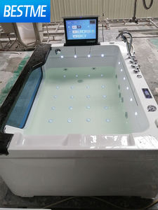 <span class=keywords><strong>Baignoire</strong></span> à remous autoportante en verre trempé de luxe en acrylique blanc pour 2 personnes baignoires à accoudoirs de massage baignoires - Product Image 5