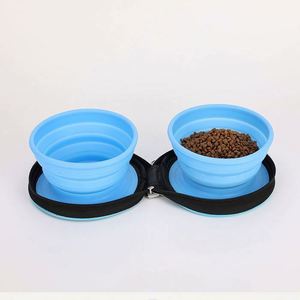 <b>Dog</b> Bowls Travel Foldable Double Pet Food Silicone Bowl - Product Image 2