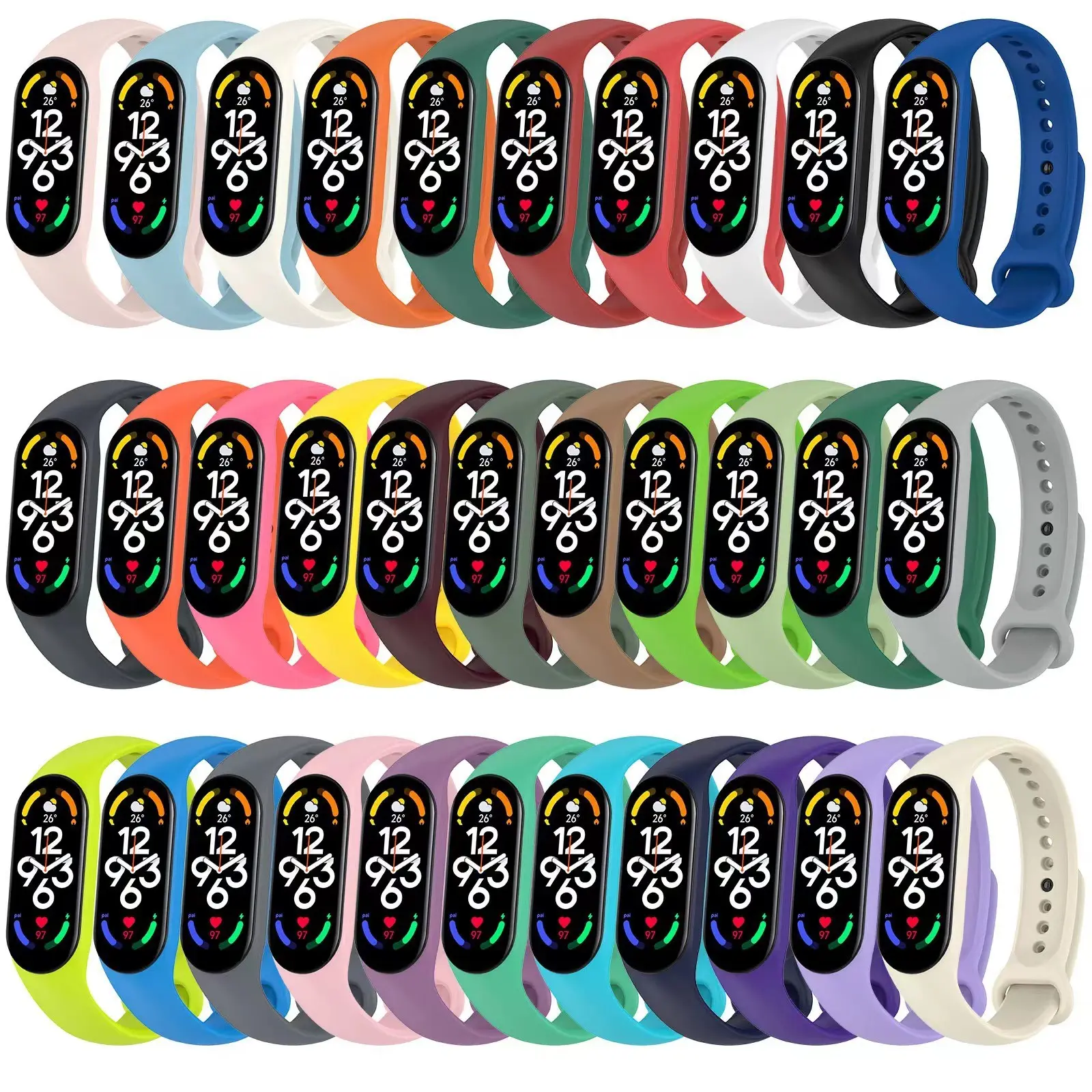 Silicone Wrist Watch Bands for Xiaomi Mi Band 3/4/5/6 Smart Watch Strap for Xiaomi Mi Band 7