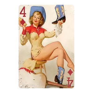 Pin Up Girl Signs Retro Vintage Bar Tin Sign Sexy Lady Metal poster garage man cave decor