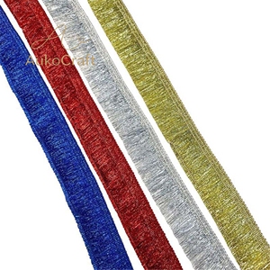 Passamaneria in tessuto con nappe e frange da 35 mm, accessori fai da te per cucito, per bordi di tende, abiti e costumi, colori <span class=keywords><strong>oro</strong></span>, argento, rosso, <span class=keywords><strong>blu</strong></span> - Product Image 2