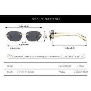 Lunettes de soleil Y2K vintage 2025 personnalisées avec logo, pour hommes et femmes, style punk carré, protection UV400, monture métallique tête de léopard sans cerclage - Product Image 6