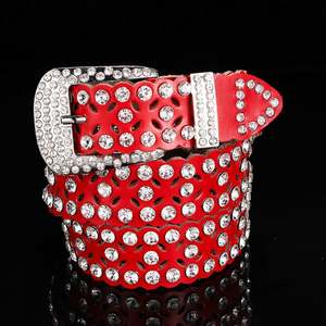 Cinturón de PU y Plástico para Mujer <span class=keywords><strong>Simon</strong></span> BB con Hebilla de Aleación, Diseño al por Mayor con Incrustaciones de Cuero y Aberturas - Product Image 1