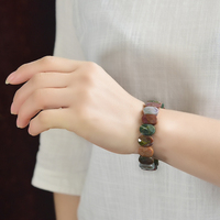 Bracelet en Jaspe Océanique Naturel UJBOX en Gros, Bracelet Perlé Facetté, Bijou en Pierre Énergétique de Guérison de Madagascar pour Femme