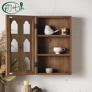 Gabinete de Almacenamiento de Madera para Montar en la Pared, Acabado en Nogal, Organizador de Oficina, Forma Rectangular, Superficie Lacada - Product Image 5