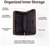Housse de protection pour Bible personnalisée en cuir PU gris, sacoche portable avec sangle, vente en gros