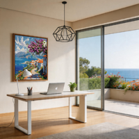 Peinture à l'huile sur toile impressionniste surdimensionnée personnalisée, faite à la main, avec cadre en bois, art mural vintage pour salon