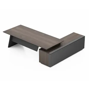 Mesa de trabalho luxuosa moderna em forma de L para diretor Ceo Boss, mesa de madeira para escritório, conjunto de móveis para escritório, mesa executiva para gerente