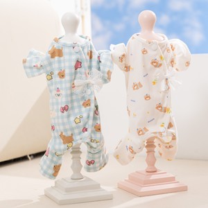 Vestido con estampado de animales para mascotas, poliéster azul y blanco, para las cuatro estaciones, para gatos y perros - Product Image 1