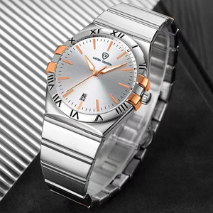 Captain Dryton Men's Quartz <b>Watch</b> Alloy <b>Case</b> Stainless Steel Blue Dial 3BAR Water Resistant Analog 22cm Band Hidden Clasp 12mm - Product Image 2