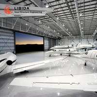 Hangar d'aviation industriel sur mesure à grande portée en acier léger ASTM pour services aéroportuaires et aéronautiques, avec services de soudage et de découpe