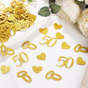 25 ชิ้น แหวนรูปหัวใจสีเงิน 50 ชิ้น สีทอง สำหรับงานฉลองครบรอบแต่งงาน ของตกแต่งโต๊ะปาร์ตี้ กระดาษกลิตเตอร์เมทัลลิก สำหรับโรยตกแต่ง - Product Image 6