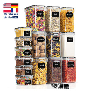 Lot de 15 bocaux de conservation alimentaire en plastique de qualité alimentaire, hermétiques, pour organiser la cuisine, idéaux pour les aliments, les collations, les céréales et les fruits secs - Product Image 1