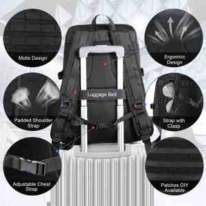 Factory Denim Laptop <b>Backpack</b> 15.6" with Zipper Insulated <b>Cooler</b> Lunch Box Unisex Tactical Casual Commuter Picnic College-Black - Product Image 4