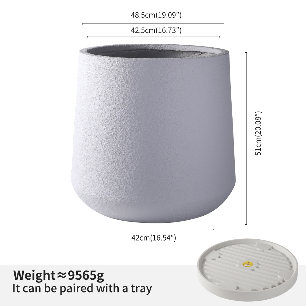 Grande, redondo, gris con base de polea.