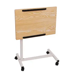 EU-OT203 mobilier d'hôpital table de chevet Mobile rotative en bois, table de salle à manger, plateau réglable avec roulettes