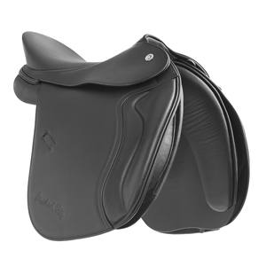 Premium Leder Dressursattel Frederik für Dressurwettbewerbe Fortgeschrittenes Training Reitschulen Schwarz Braun - Product Image 2