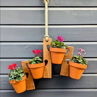 Origineller Garten-Holz-Vertikal-Hängeblumentopfhalter aus Terrakotta, Außen- und Innenbereich-Pflanzenhalter