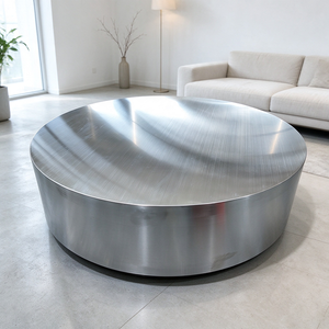 Meubles de salon modernes, table basse carrée ronde en métal, table centrale en acier inoxydable pour la maison, l'hôtel, l'appartement, la villa - Product Image 3