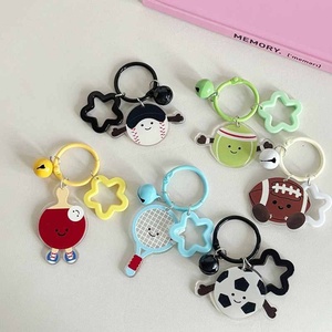 Cute Cartoon Keychain Acrylic Light Badminton Table Tennis Football <strong>Rugby</strong> Bell Pendant Tennis <strong>Gift</strong> with Headset Bag - Product Image 1