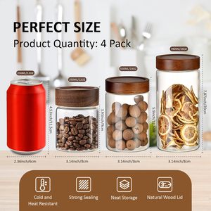 High Quality Borosilicate <b>Glass</b> Cylinder Kitchen Food Storage <b>Jar</b> Airtight Acacia Wood <b>Lid</b> Microwave Safe Heat Resistant - Product Image 2