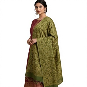 Chal de Pashmina para Mujer con Hilo Dorado y Diseño Floral, Bufanda Larga para Eventos Nocturnos, Viajes y Uso Diario - Product Image 4