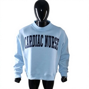 Sudadera con Capucha Azul Cielo con Efecto Desgastado para Enfermera Cardiológica, Corte Holgado, 100% Algodón Tejido, Unisex, Ropa Casual de Invierno, Estilo Urbano Vintage - Product Image 1