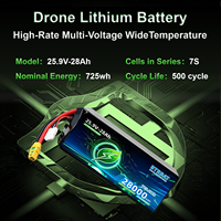 Baterai Lithium Drone 28000mAh High Discharge 3-5C 25.9V 7S 500+ Siklus Pengisian, Bersertifikasi UN38.3 MSDS untuk UAV Industri