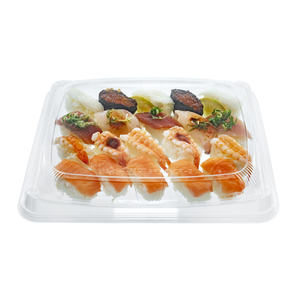 Contenedor de rollo de Sushi de dos piezas desechable resistente de alta calidad Base apilable reciclado RPET plástico 26 Oz/769cc cajas para llevar - Product Image 1