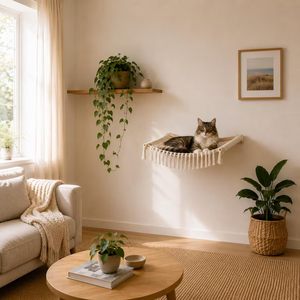 Hamac Bohème pour Chats, Décoration Murale, Étagère Flottante pour l'Intérieur - Product Image 2