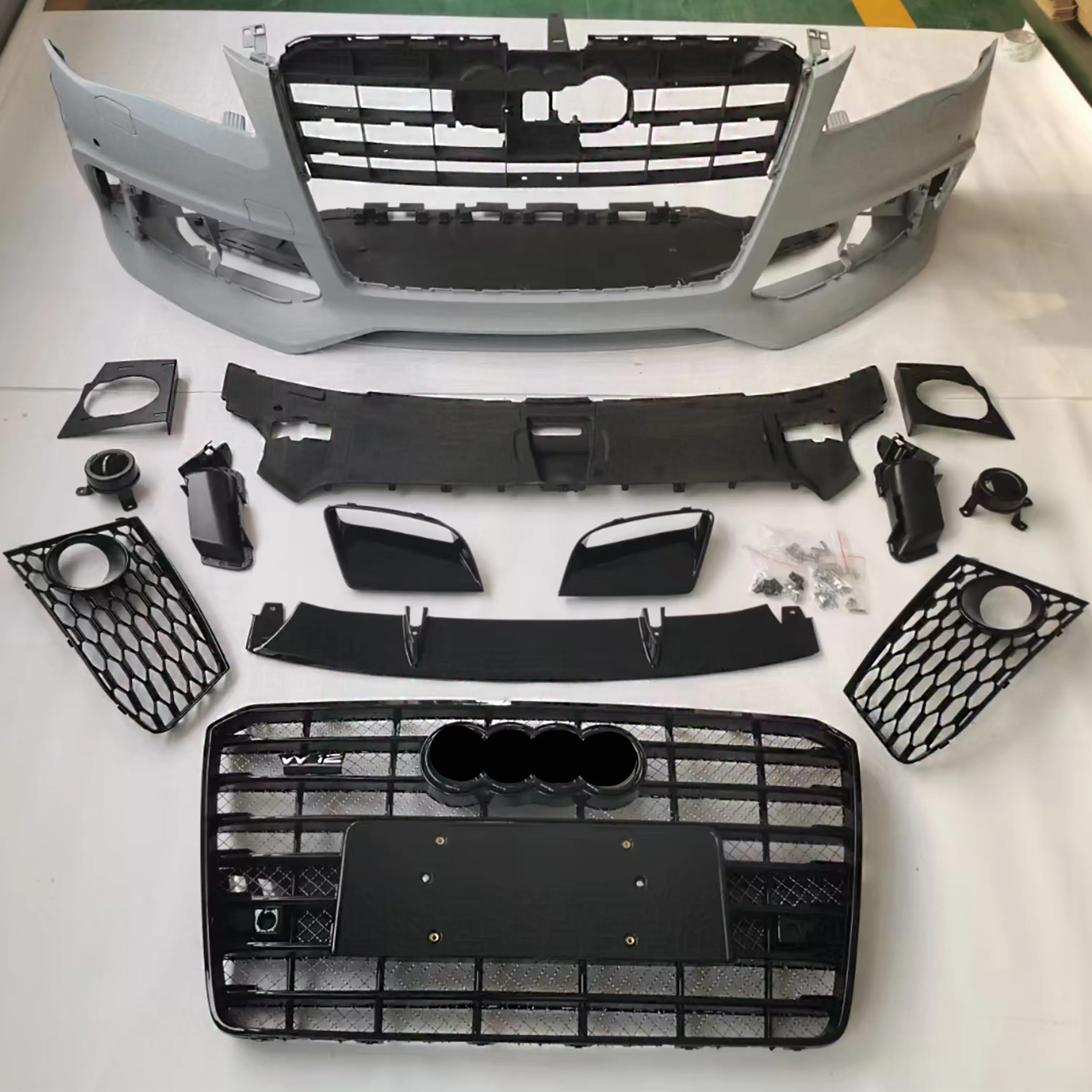 Auto Pp Phần Front Bumpers Với Lưới Tản Nhiệt Cho Audi D4 A8 A8L Facelift S8 Rs8 Phong Cách Lưới Grill Body Kits 2011-2017