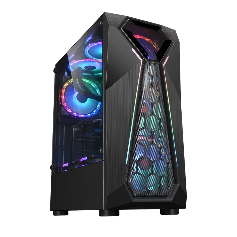 Desktop Atx Pc Oem Alles In Één Op Maat Met Lcd-Temperatuur Display Stofdichte Rgb Gaming Case Pc Behuizing