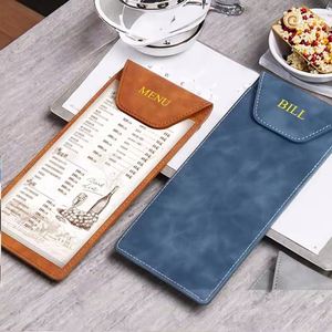 A6 PU Leather Menu <b>Clipboard</b> Engraved Logo Bill Folder Durable Magnetic Bill Holder for Restaurants Hotels Welcome Gifts Modern - Product Image 3