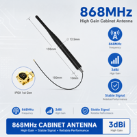 Antenne LoRa ISM à gain élevé 868 MHz 3 dBi 155 mm avec connecteur IPEX de 1ère génération pour passerelle industrielle LoRaWAN