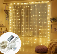 Guirlandes lumineuses LED pour rideau, extérieur, alimentées par USB, 3x3m, 300 LED, 8 modes, pour mariage, fête, Noël, fenêtre, chambre à coucher, décoration