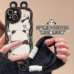 Cover per Cellulare in TPU con Cinturino Stile Orecchie di Panda in Terza Dimensione per <span class=keywords><strong>iPhone</strong></span> 6 7 8 Plus X Xr XS <span class=keywords><strong>11</strong></span> 12 13 14 15 16 <span class=keywords><strong>Pro</strong></span> <span class=keywords><strong>Max</strong></span> - Product Image 2